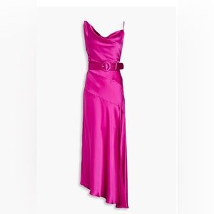 Nicholas Lark Asymmetrical silk-satin midi dress